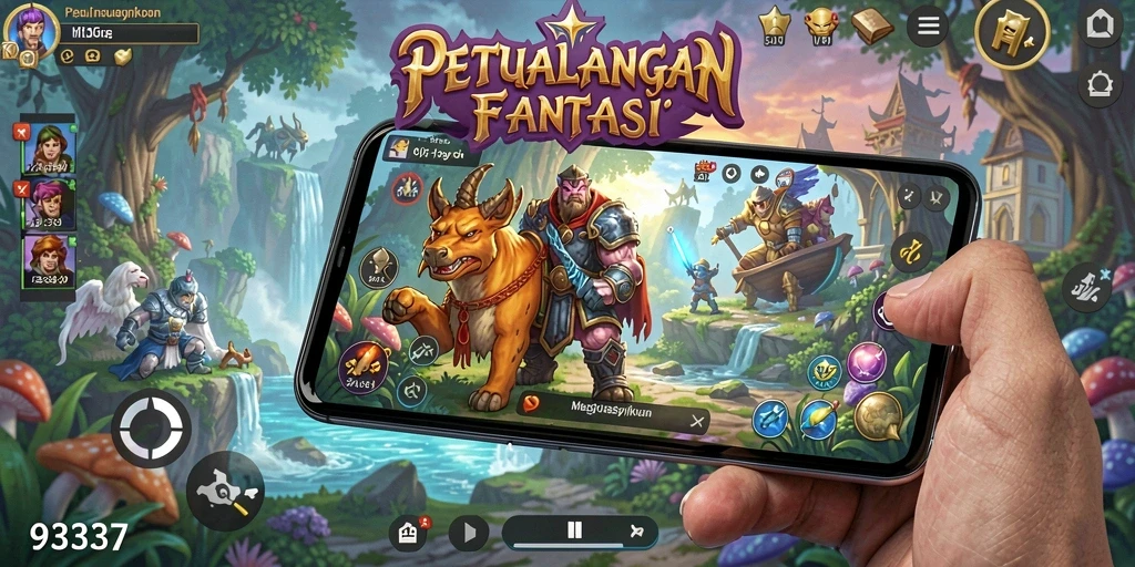 Tangkapan layar utama 93337 menampilkan pertarungan epik dalam dunia RPG.