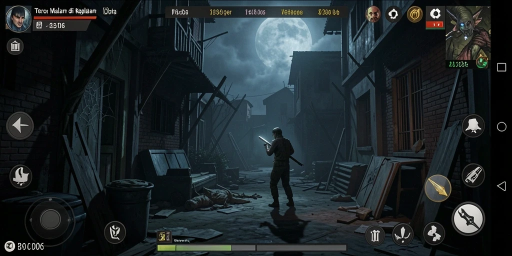 Screenshot D06 menampilkan suasana menyeramkan saat gameplay.