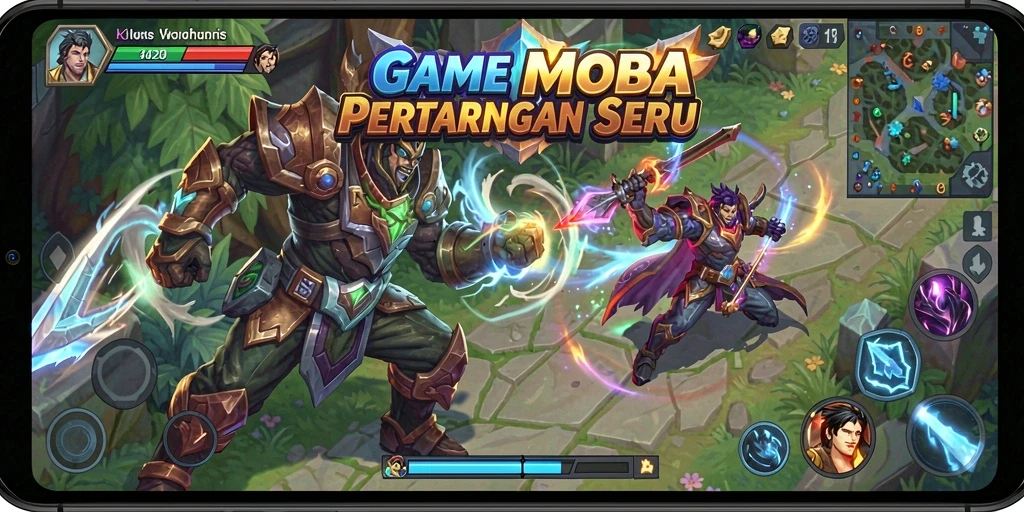 Tangkapan layar menampilkan aksi seru dalam pertempuran MOBA KNO89.