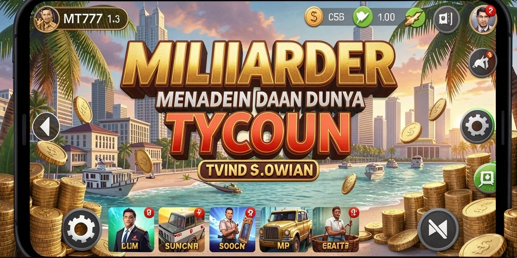 Tampilan menarik dari gameplay MT777 yang menggambarkan dunia Tycoon.