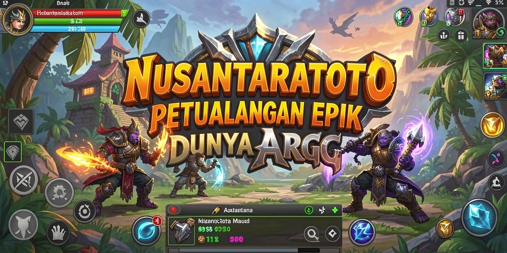Tangkapan layar gameplay menampilkan pertarungan seru dan karakter yang beragam di NUSANTARATOTO.