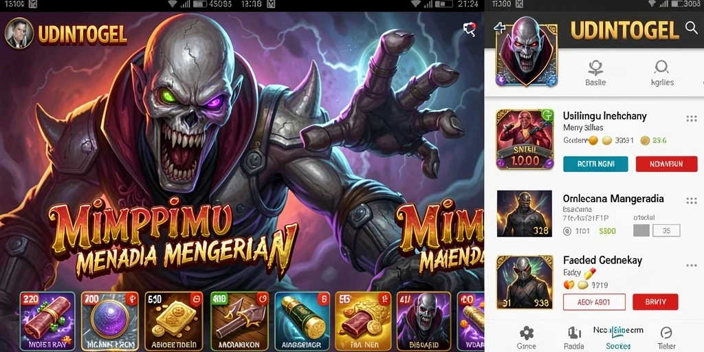 Tampilan gameplay UDINTOGEL yang menegangkan dan misterius.